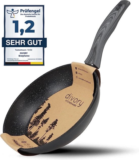 Pentola per biscotti in acciaio inossidabile a induzione 24cm con coperchio e bordo alto (legno grigio, 24cm)