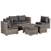 EasyComfort Salotto da Esterno in Rattan PE da 8 Pezzi, Set Mobili da Giardino Salvaspazio con Poltrone, Tavolini e Sgabelli, Grigio