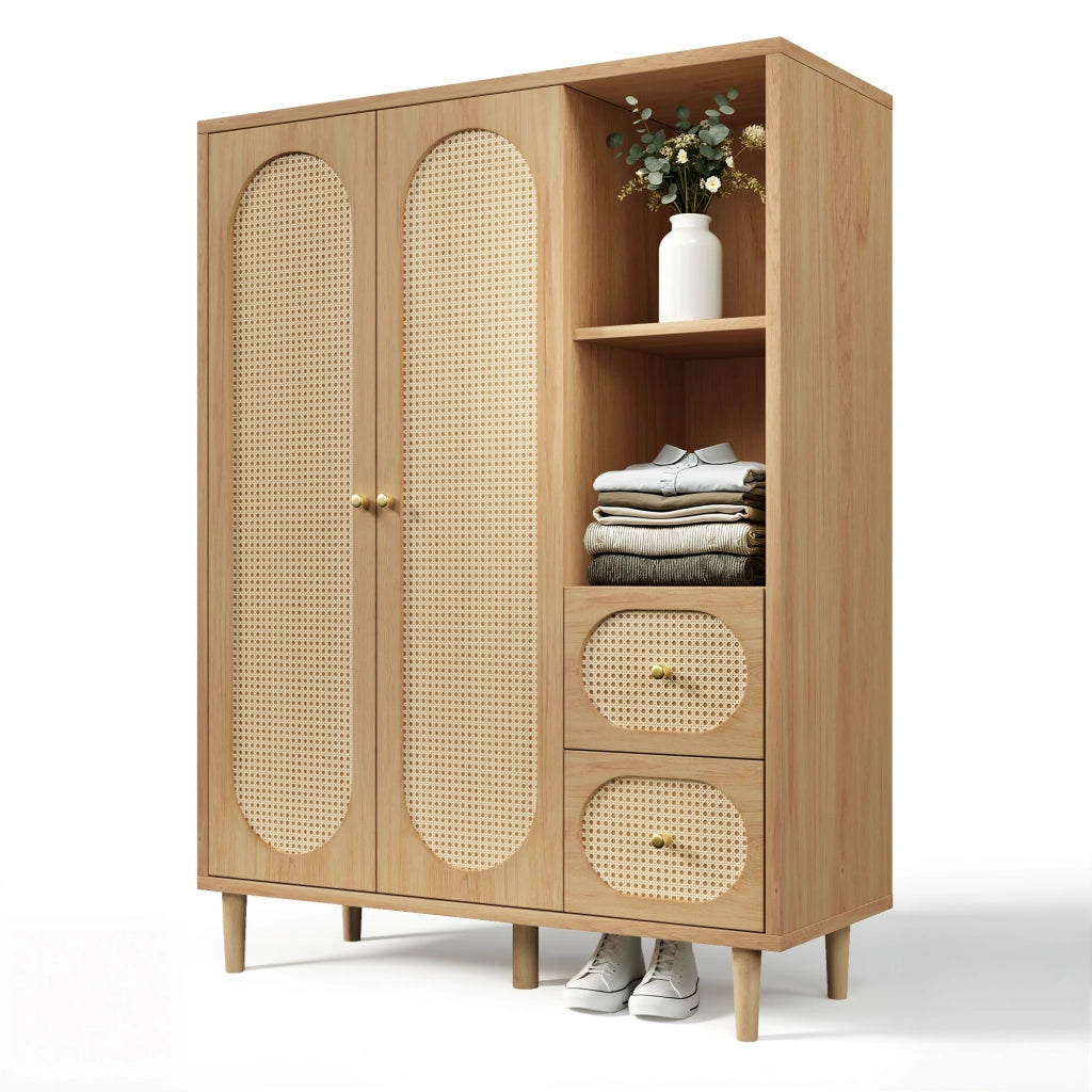 Armadio in stile rustico rovere 120x48x161 cm con 2 ante e 2 cassetti