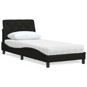 vidaXL Letto con Materasso Nero 90x200 cm in Tessuto