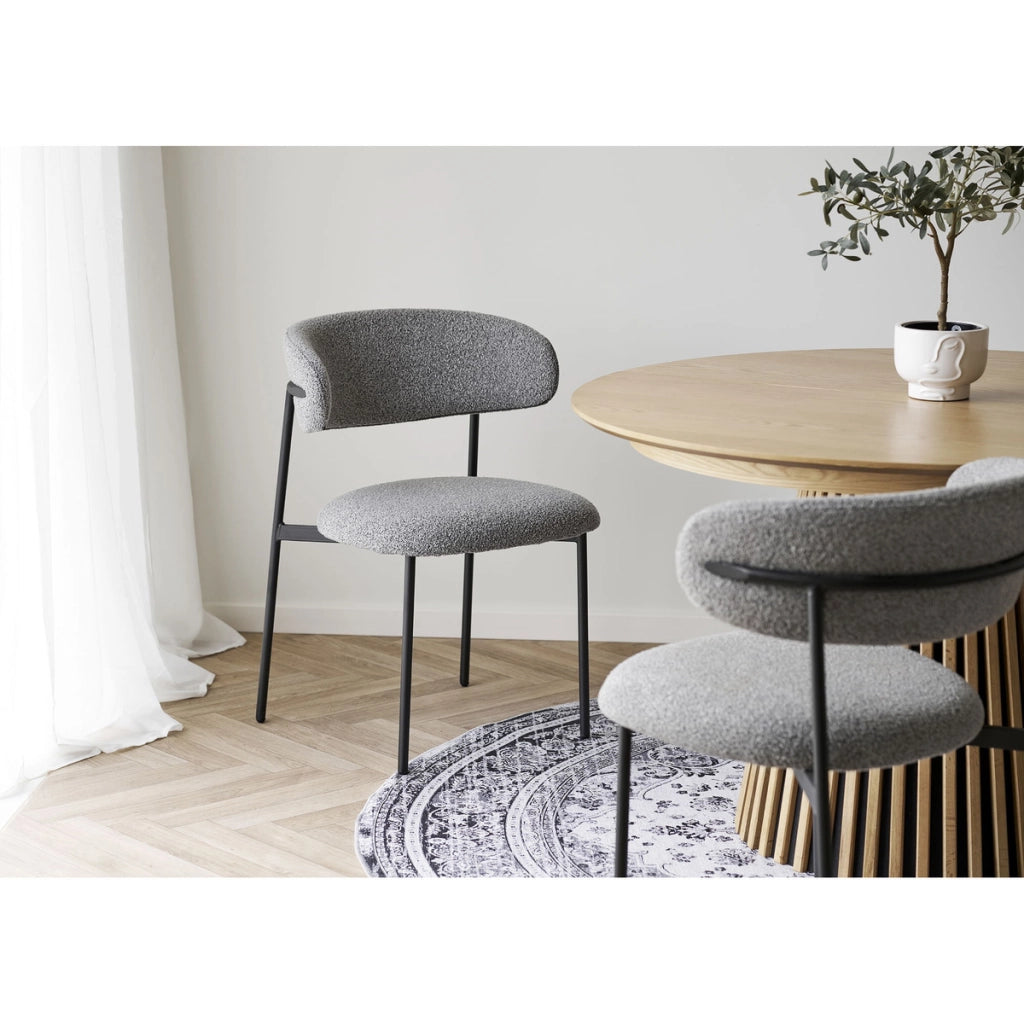 Set di 2 Sedie Mira, Grigio, Tessuto, 59x55x79,5 cm