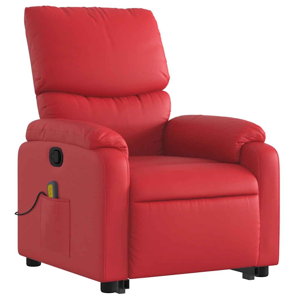 Poltrona Alzapersona Reclinabile Massaggio Rosso in Similpelle 3204898