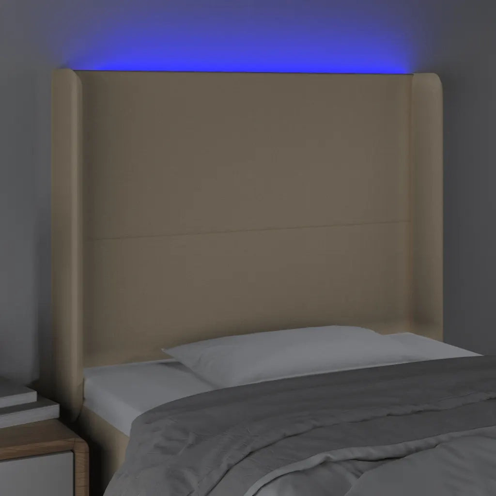 Testiera | Testata a LED Crema 103x16x118/128 cm in Tessuto