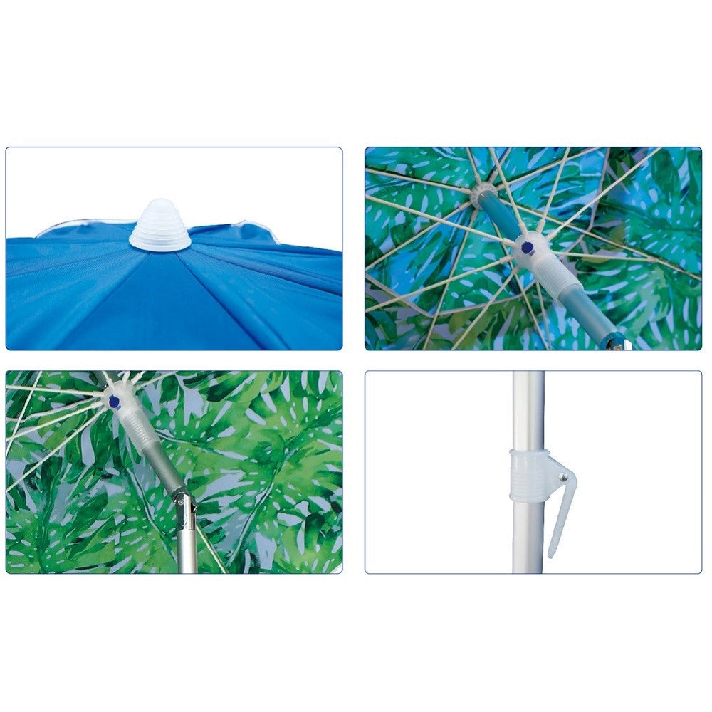 Trade Shop - Ombrellone Mare Spiaggia Giardino Alluminio Grande 200cm Tropical Con Custodia -