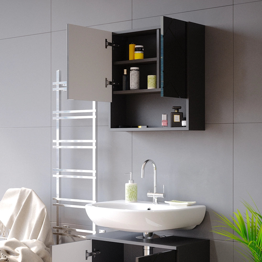 Vicco Specchio contenitore bagno Antracite lucido 54 x 55 cm