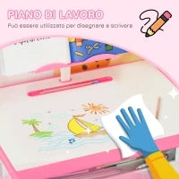 Banco Scuola con Sedia ad Altezza Regolabile per Bambini 6-12 Anni, Acciaio e MDF, Rosa
