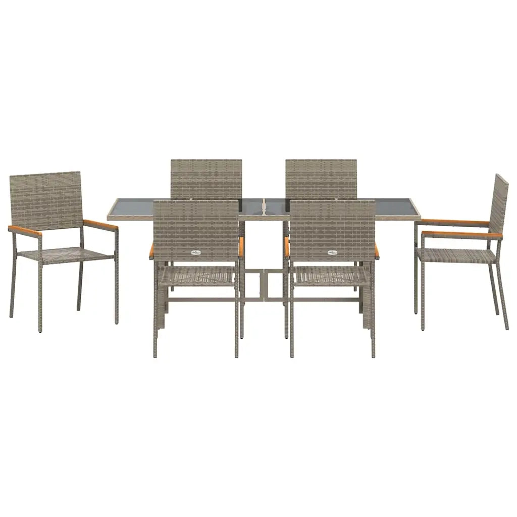 Set da Pranzo per Giardino 7 pcs Grigio polyrattan 3365425