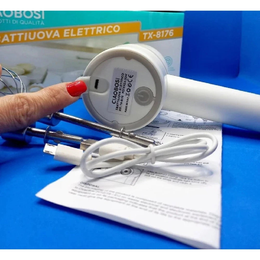 Trade Shop - Sbattiuova Sbattiuovo Panna Sbatti Uova Elettrico 20w Ricaricabile Usb Tx-8176 -