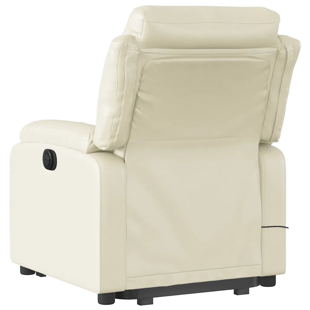 Poltrona Alzapersona Elettrica Reclinabile Crema in Similpelle 3205064
