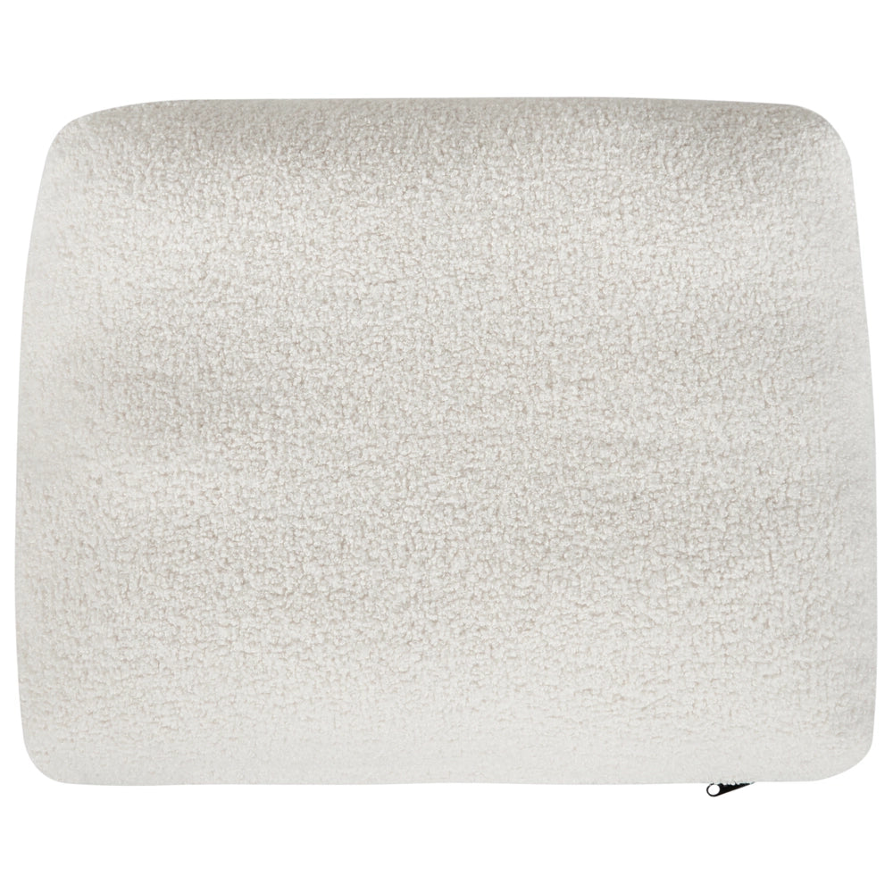 Chaise longue con cuscino bianco sporco in tessuto bouclé lato destro stile retrò