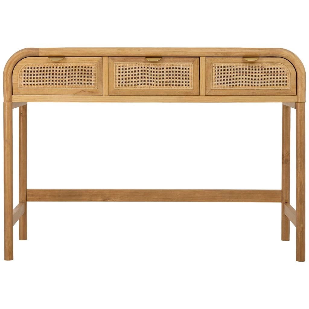 Mobile da ingresso in legno e rattan marrone 110x39x78h cm
