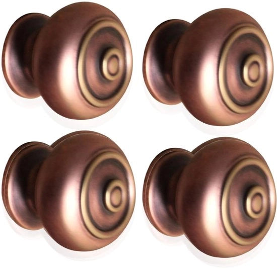 Pomelli in Rattan Tradizionali - 4 Pezzi - Bronzo Antico - Ottone Massello - 30 mm