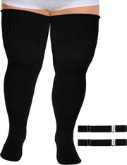 Calze Extra Lunghe per Donne e Ragazze - Socke in Tessuto Densamente Tessuto - Verstilabili con Gancio - Nero Scuro
