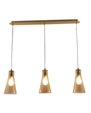 Dafne Lampada a Sospensione in Metallo e Vetro Soffiato Colore Ambra 3 Luci E27 40W - Design Elegante per Interni Contemporanei e Raffinati