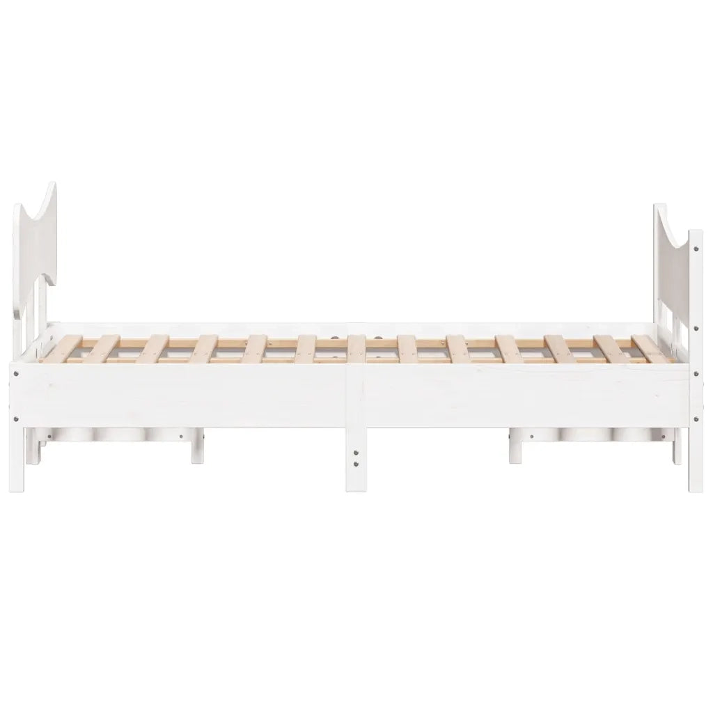 Letto senza Materasso Bianco 135x190 cm Legno Massello di Pino