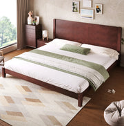 Letto matrimoniale 180x200 cm con testiera e rete a doghe marrone