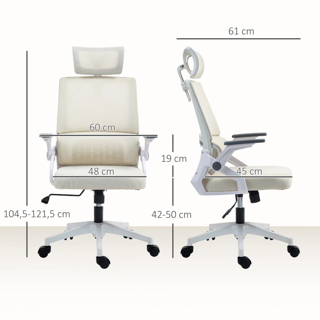 Sedia da Ufficio in Rete ¨C zephmum ¨C Regolabile in Altezza con Schienale e Braccioli Beige