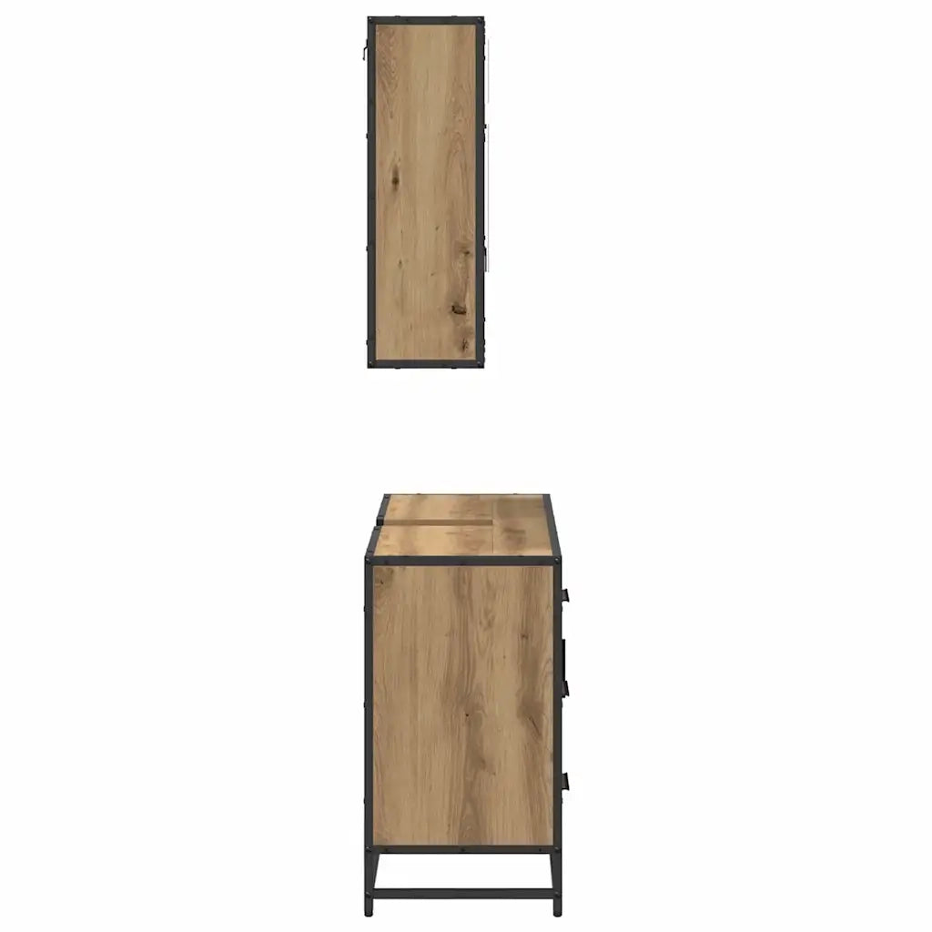 vidaXL Set di mobili per il bagno con porta 2 pcs rovere artigianale