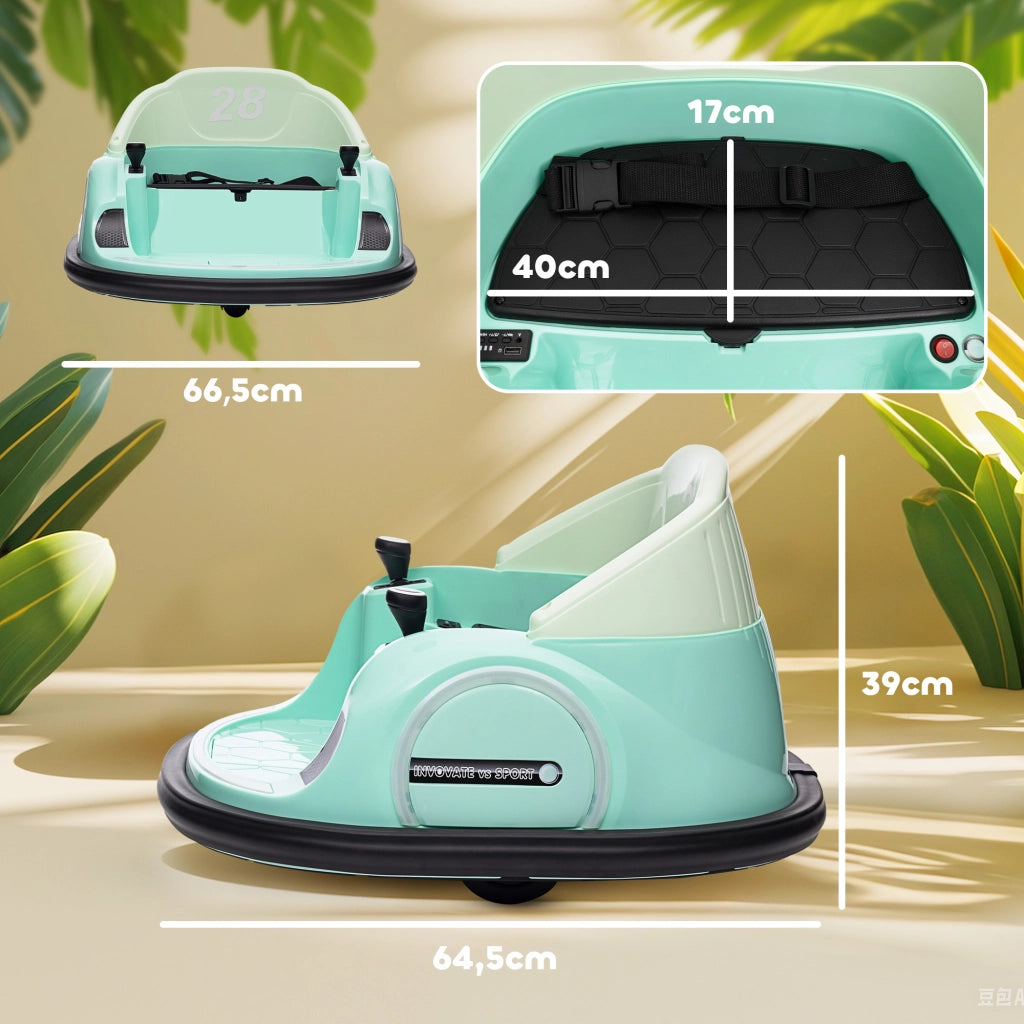 Autoscooter per bambini con rotazione 360¡ã ¨C zephmum ¨C verde, LED, musica, clacson, 2 km/h
