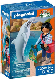 PLAYMOBIL| Animals & Friends | Zoo Delfino e visitatore | Personaggio con delfino, Eta 4+