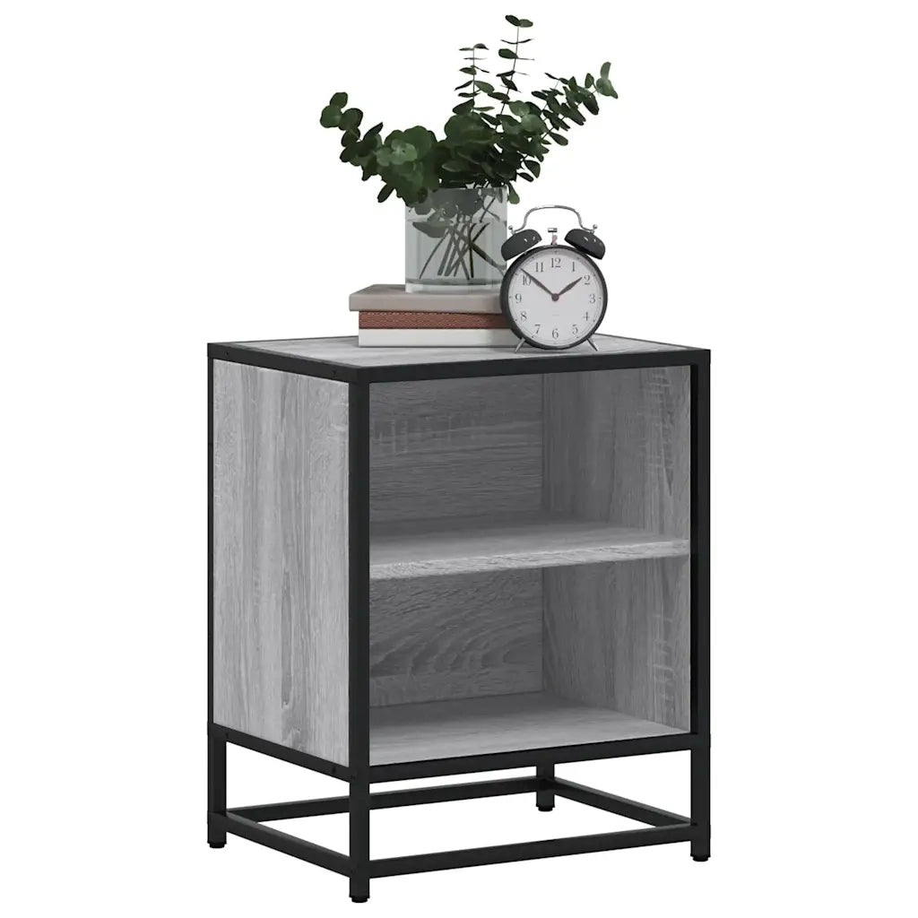 Comodini 2pz Grigio Sonoma 40x31x50cm Legno Multistrato Metallo