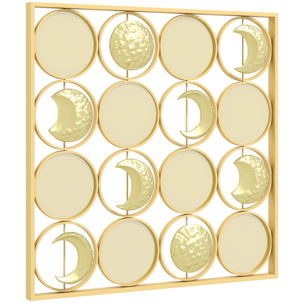 Specchio Lunare Decorativo Parete con 16 Dischi ¨C Zephmum ¨C Dorato