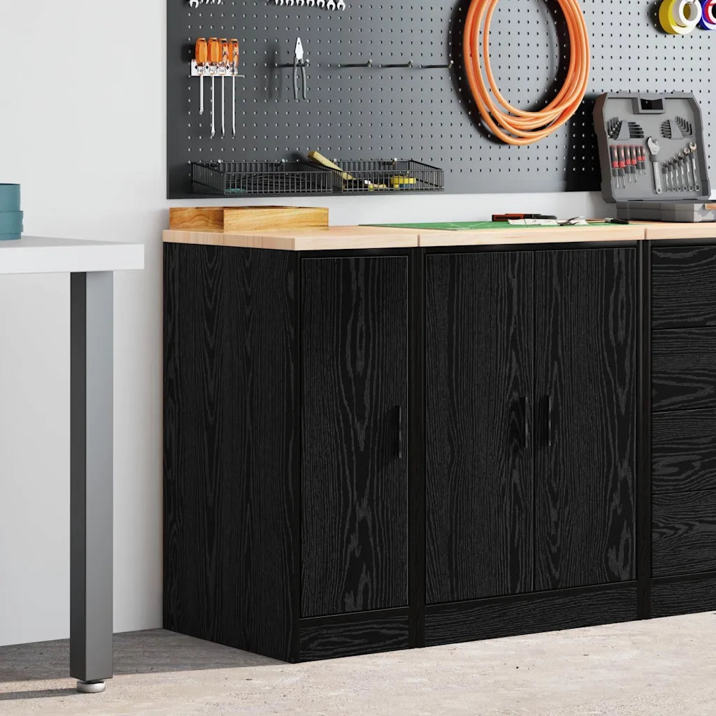 Armadietto da Garage Nero 30x51x85 cm in Legno Massello di Pino