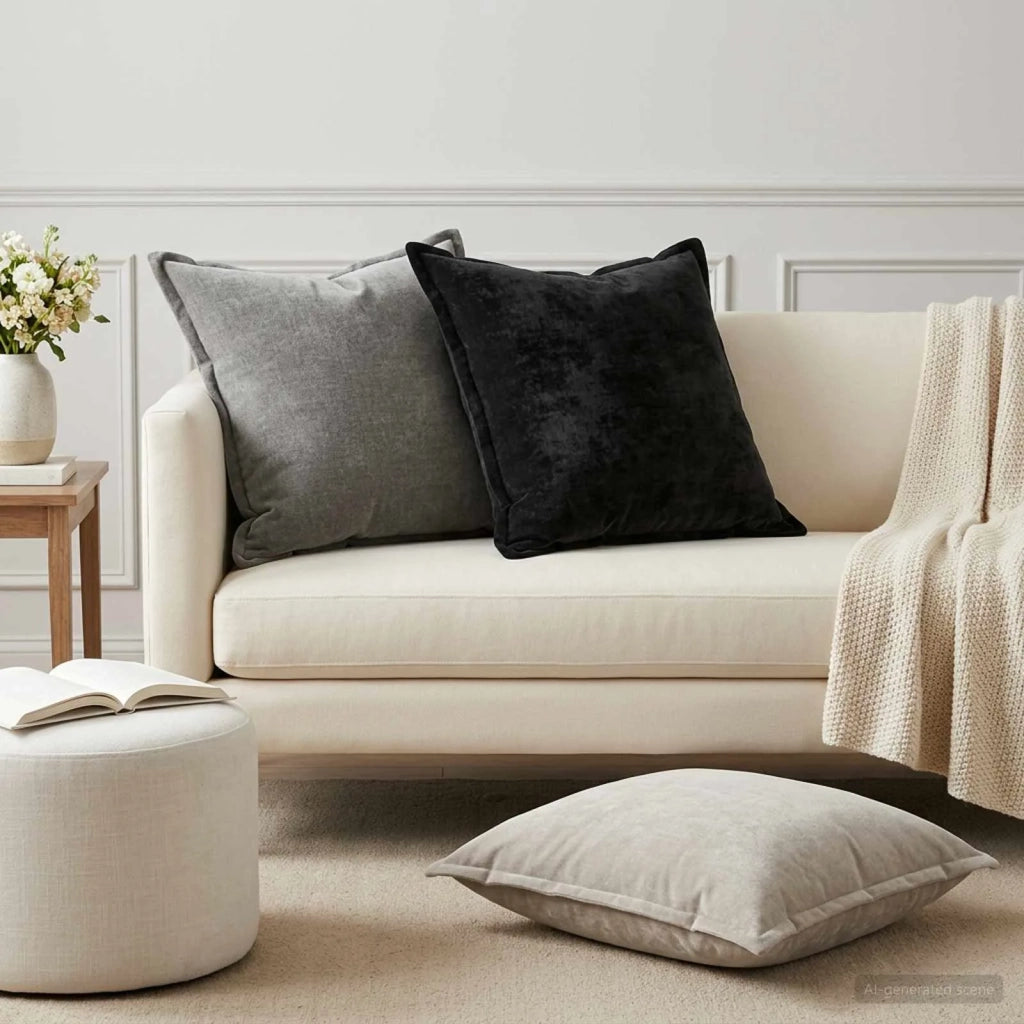 Federa 6 pz HOUTEN Grigio Scuro 55 x 55 cm Tessuto Chenille 920454