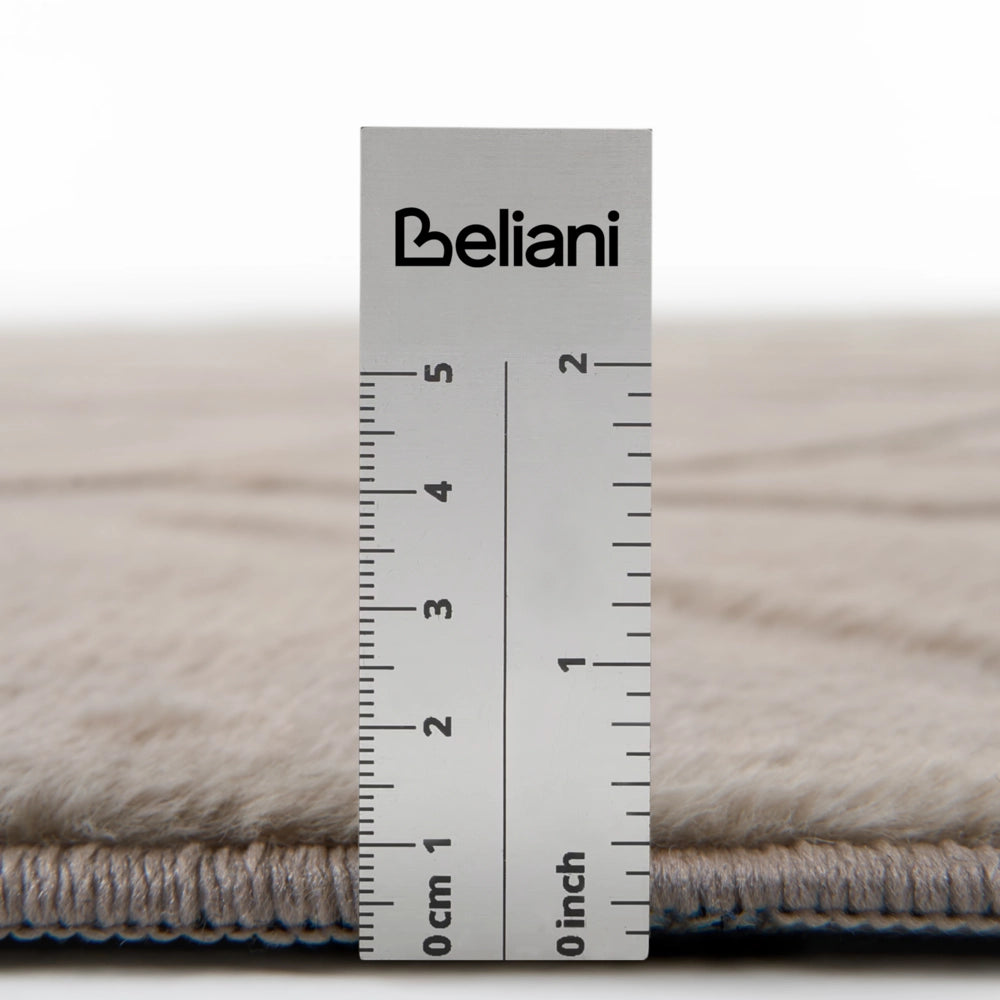 Tappeto in pelliccia sintetica di coniglio, beige, in poliestere, rotondo da 160 cm, morbido e a pelo lungo, con motivo a foglie