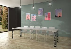 Consolle Allungabile 90-300x40x77 cm in Nobilitato Bianco