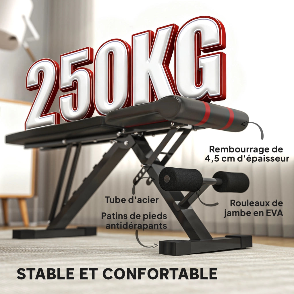 Panca Fitness Pieghevole Regolabile ¨C Xylo ¨C 82x35x42,5-107cm Acciaio Nero