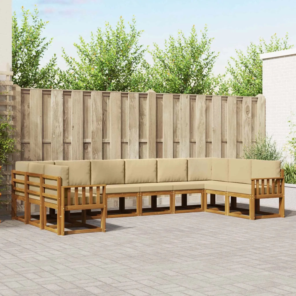 Set di divani da esterno con cuscino 10 pcs Naturale e Beige