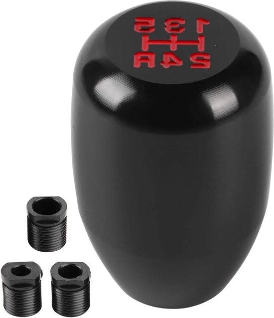Schakelknop universale a 5 marce - manuale leva di cambio metallica - cambio automatico - multi colore - 3 adattatori 8-10-12 mm - nero.