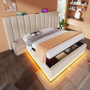 Letto imbottito con LED e USB-C - Xylo - 180??200 cm - Beige