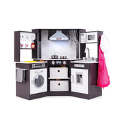 Cucina giocattolo angolare in legno 102 x 51 x 85 cm con luci suoni e atmosfera coinvolgente realizzata in MDF colore caffè 20_0011600