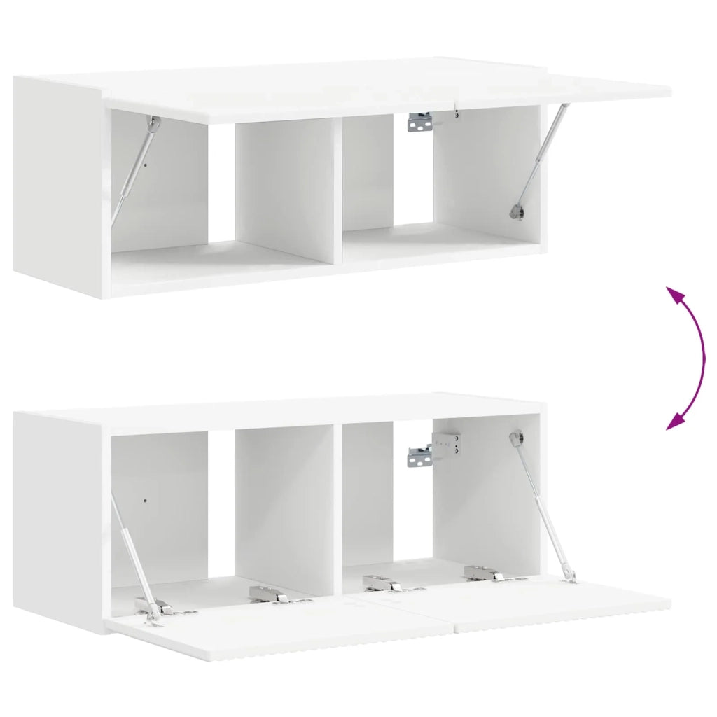Set mobile TV Montaggio a parete 3 pcs Bianco Legno multistrato