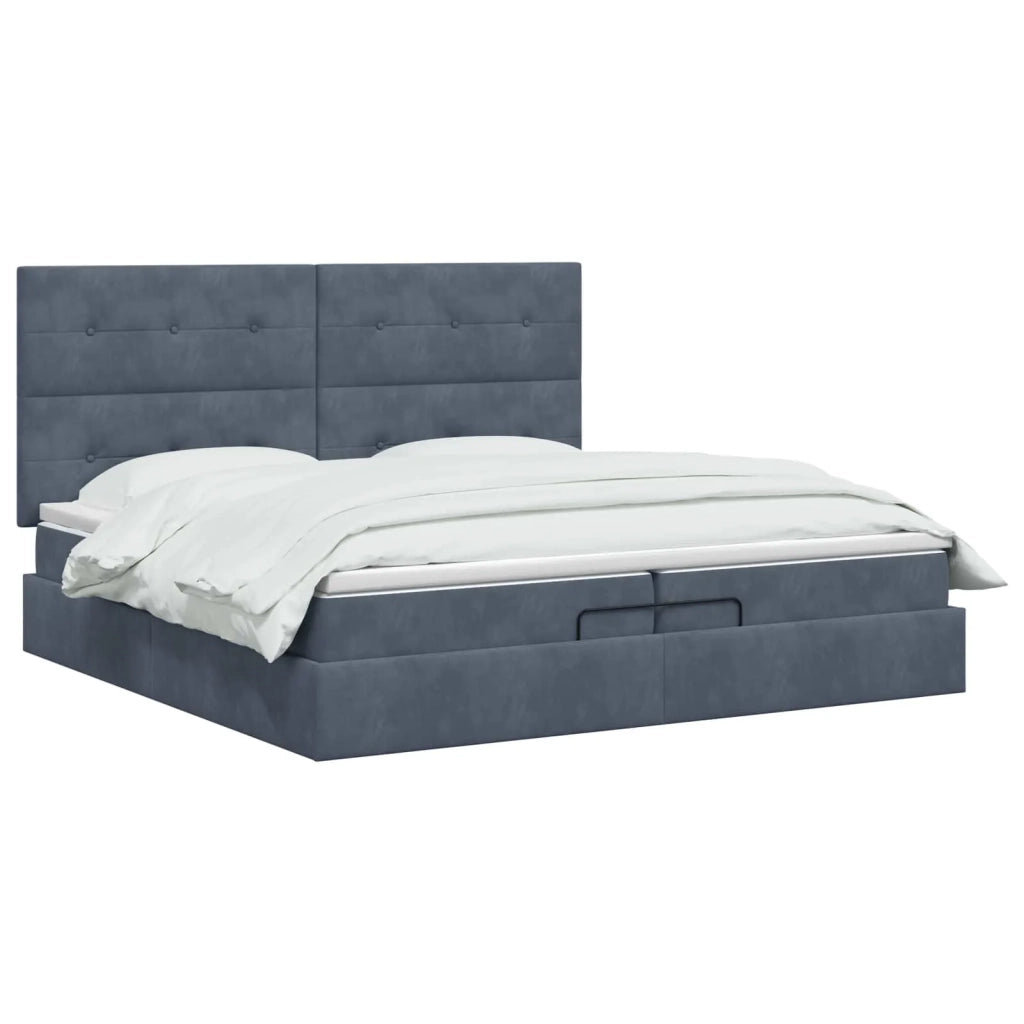 Letto ottomano con materasso Grigio Scuro 200 x 200 cm Velluto 3457744
