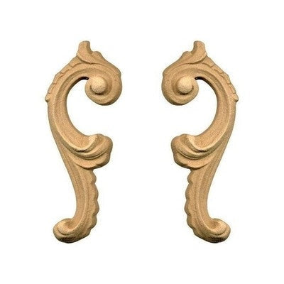 Fregio per Mobili in Pasta di Legno finitura Grezza Dx+Sx 35x92 mm art.03.4860