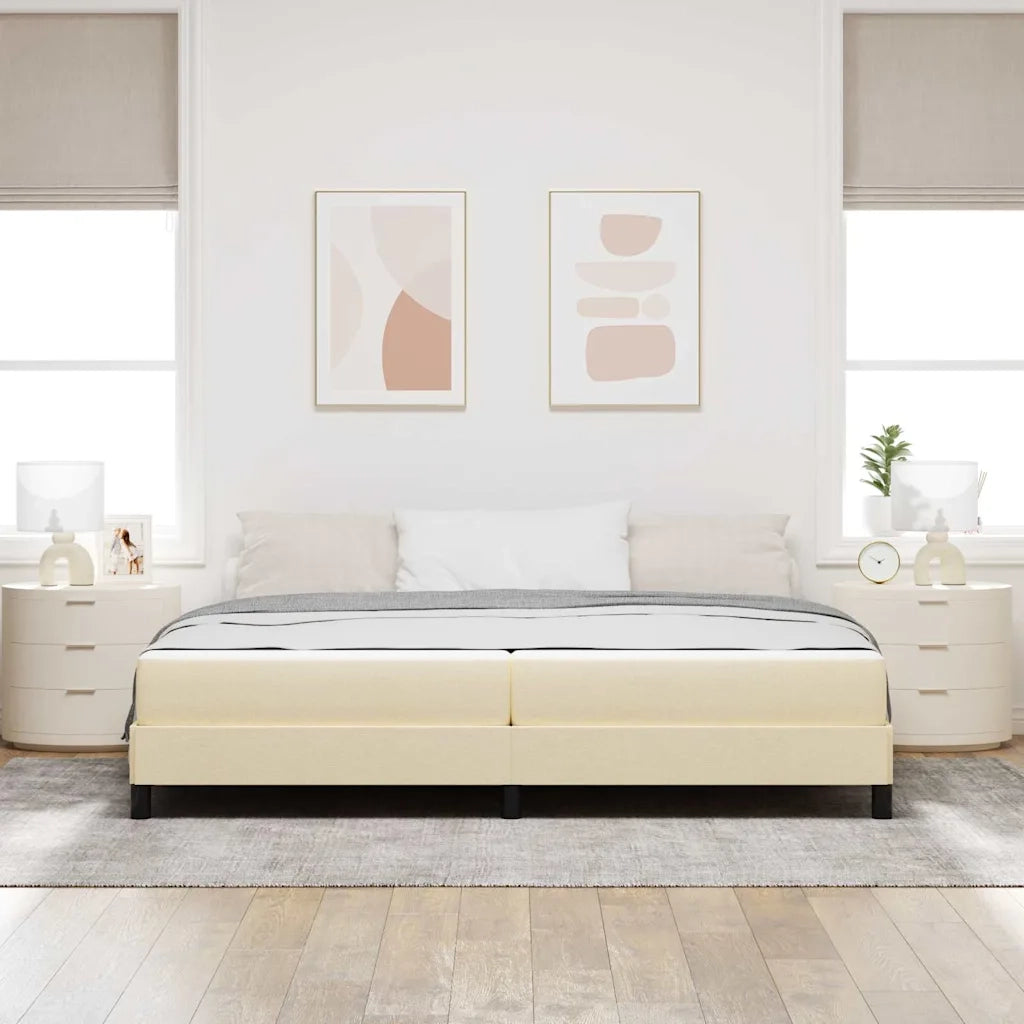 Letto a molle con materasso Crema 200 x 200 cm Tessuto 3398519