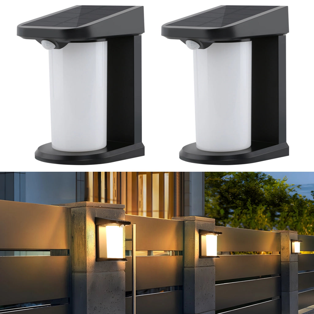 ZMH Lampada da Esterno con Sensore di Movimento 2 Pezzi Solare LED 2 Modalità 3000K Luce Calda per Giardino Scale