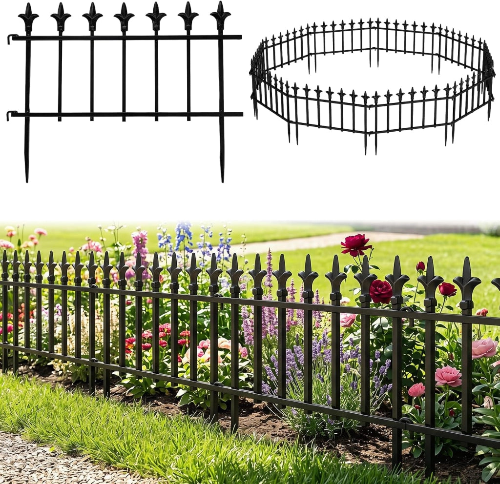 Recinzione da Giardino, Bordure per Aiuole in Metallo (10) | Recinto da Esterno Pieghevole e Flessibile, per Giardino e Cortile, 56 x 44 cm