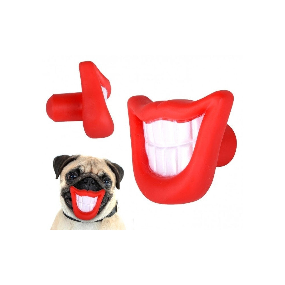 Trade Shop - Gioco Da Mordere Per Cani Smile Con Suono In Gomma Naturale Dentiera Per Cani -