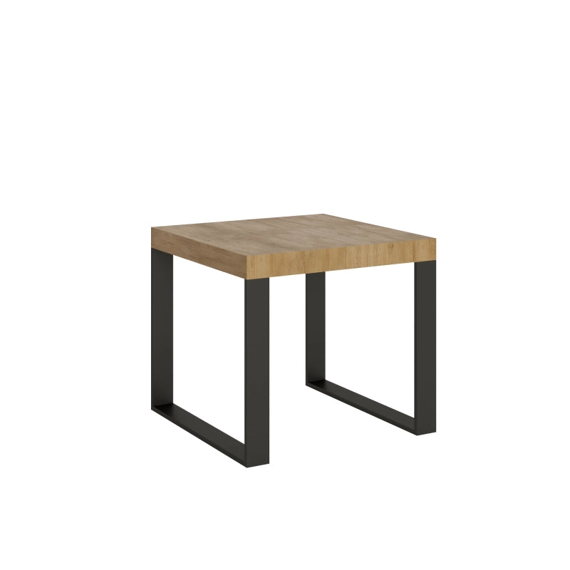 Tavolo allungabile 90x90/246 cm Tecno telaio Antracite - Quercia Natura