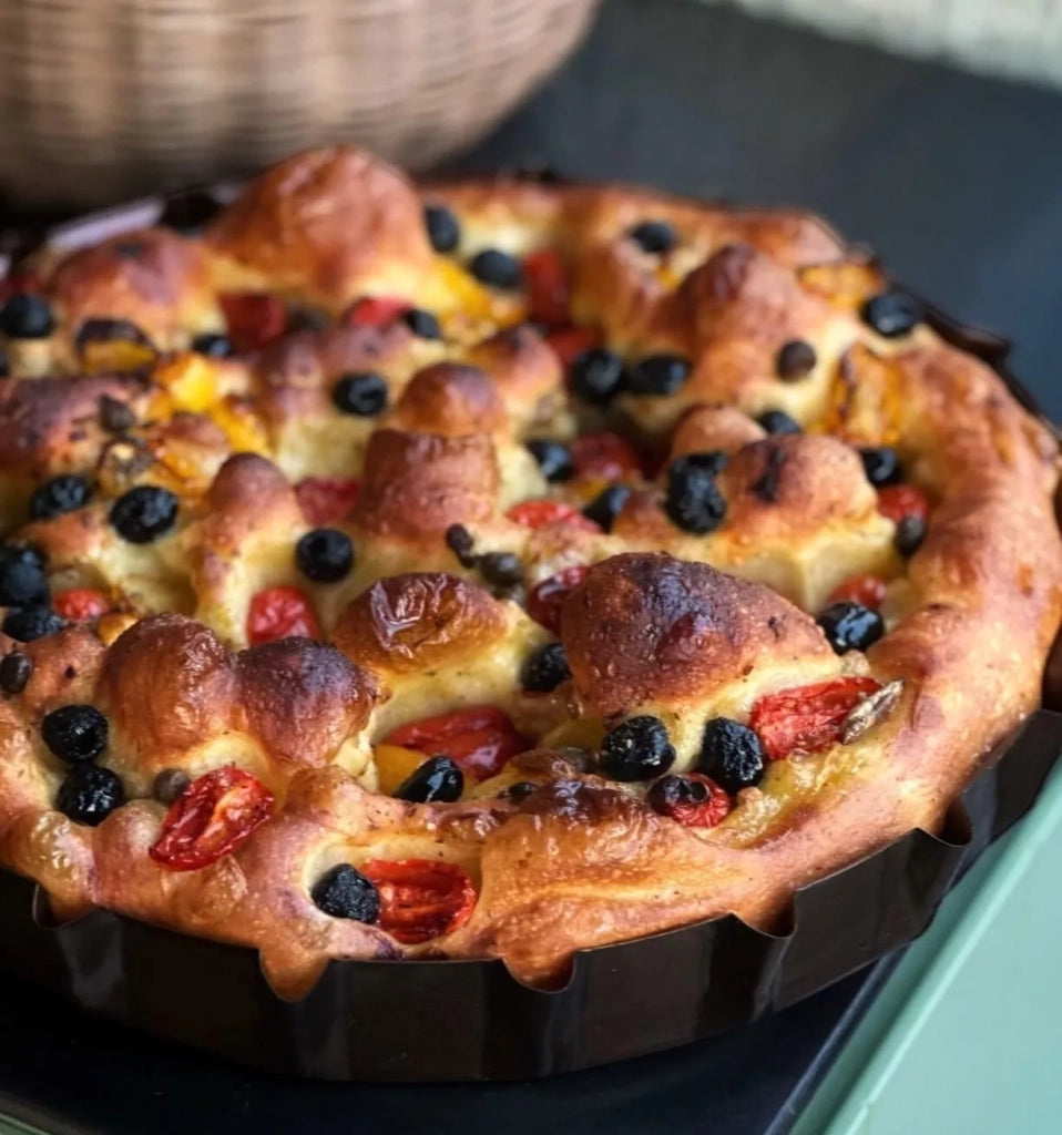 Teglia per Focaccia Barese, in Ferro Lamiera, Adatta per il Forno, Resistente al Calore 36Ø cm