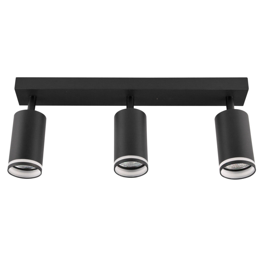 Plafoniera/applique 3 faretti GU10 nera Polux Paris 322340
