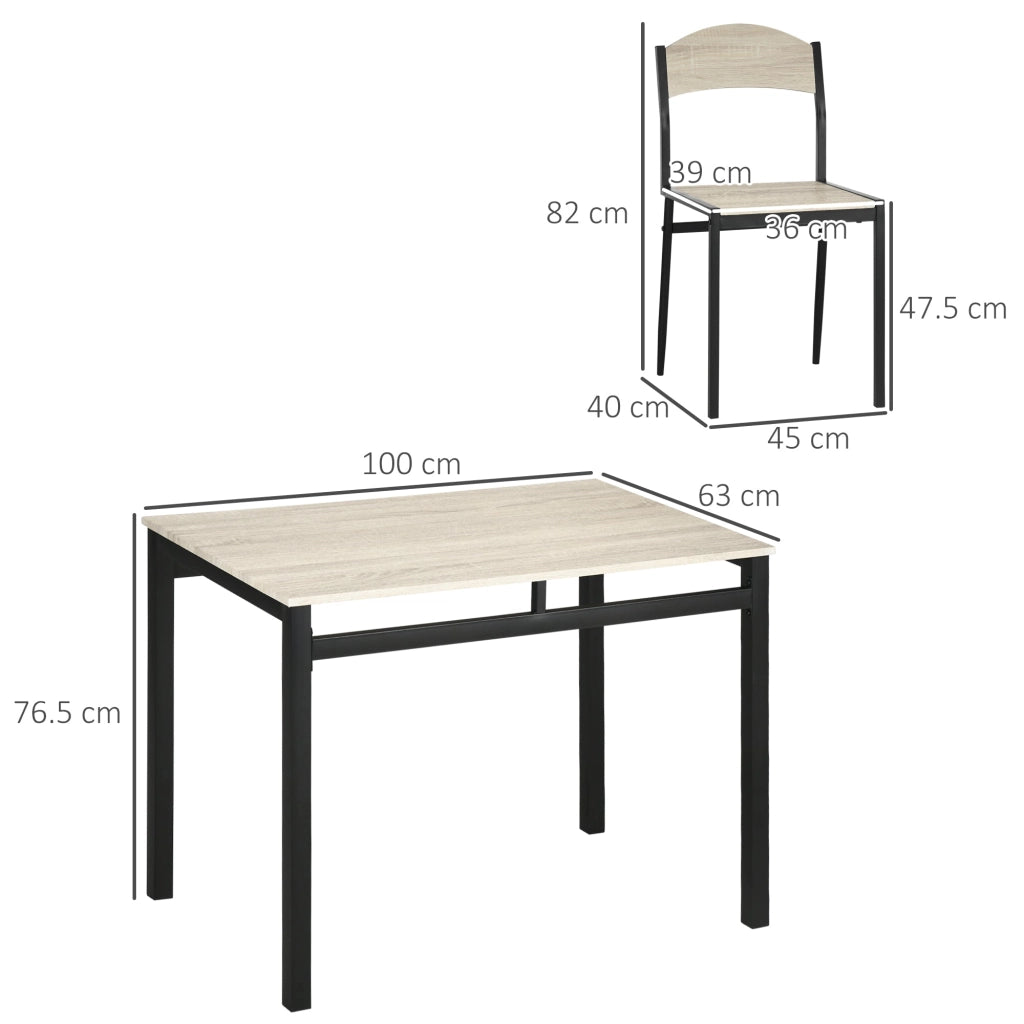 Set da Pranzo Tavolo Rettangolare e 4 Sedie in Acciaio e MDF Nero e Rovere