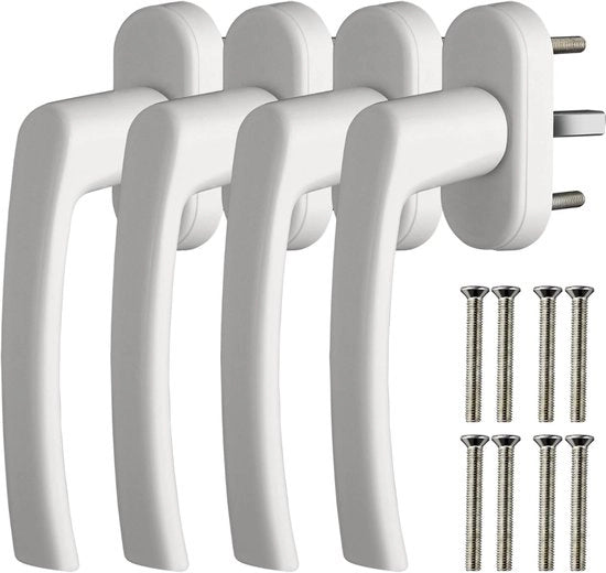 Set di 4 Maniglie in Alluminio per Finestre e Porte - Chiusura Standard per Finestre - Bianco