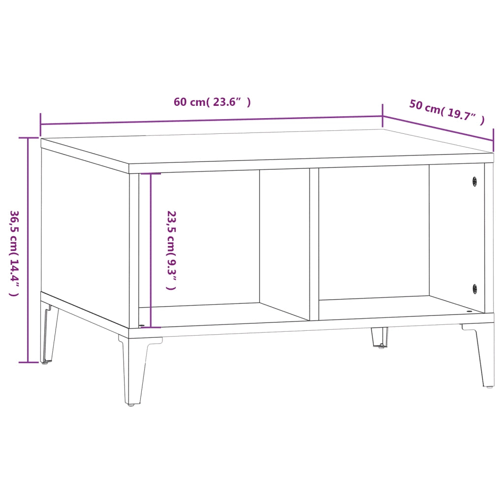 Tavolino da Salotto Bianco 60x50x36,5 cm in Legno Multistrato cod mxl 23129