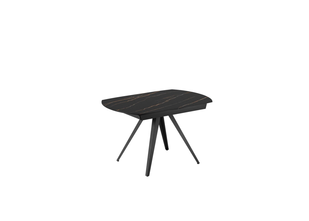 Tavolo Allungabile Kyoto 120 90x120/180x75 cm Top in Ceramica Gambe in Metallo Marmo Portoro Nero