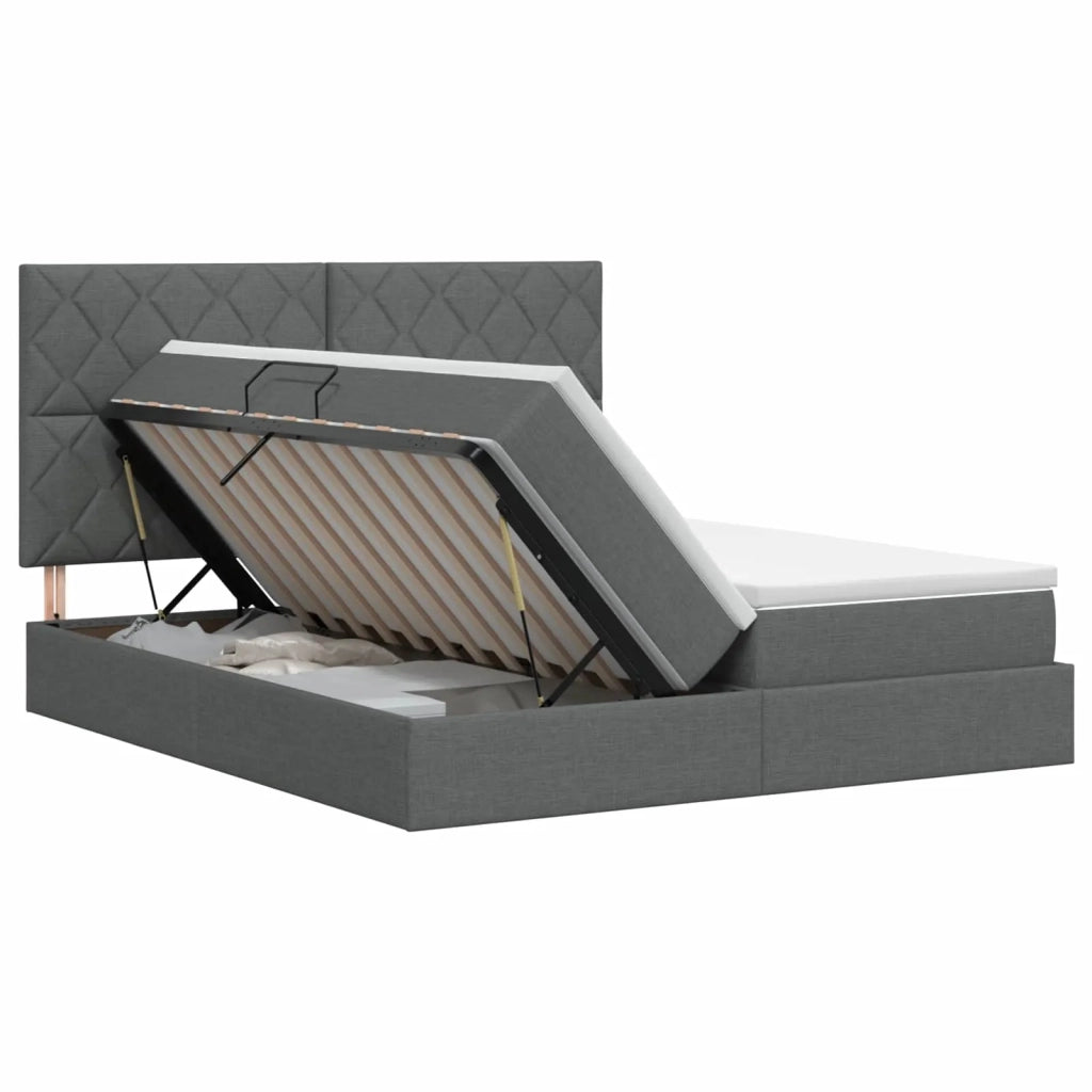 Letto con Contenitore Grigio Scuro 200 x 200 cm Tessuto 3459808
